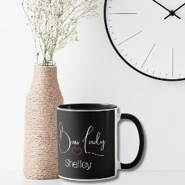Funny Modern Boss Lady Black and White Script Tasse