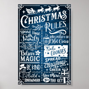Funny Modern Christmas Rules Poster Sign