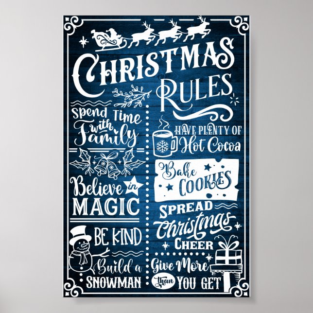 Funny Modern Christmas Rules Poster Sign (Vorne)