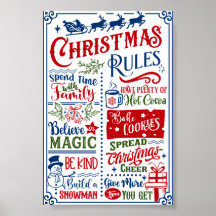 Funny Modern Christmas Rules Poster Sign