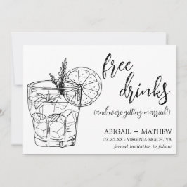 Funny Modern Cocktail Sketch Trendy Foto Wedding Save The Date