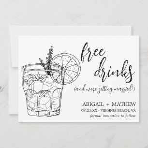Funny Modern Cocktail Sketch Trendy Foto Wedding Save The Date