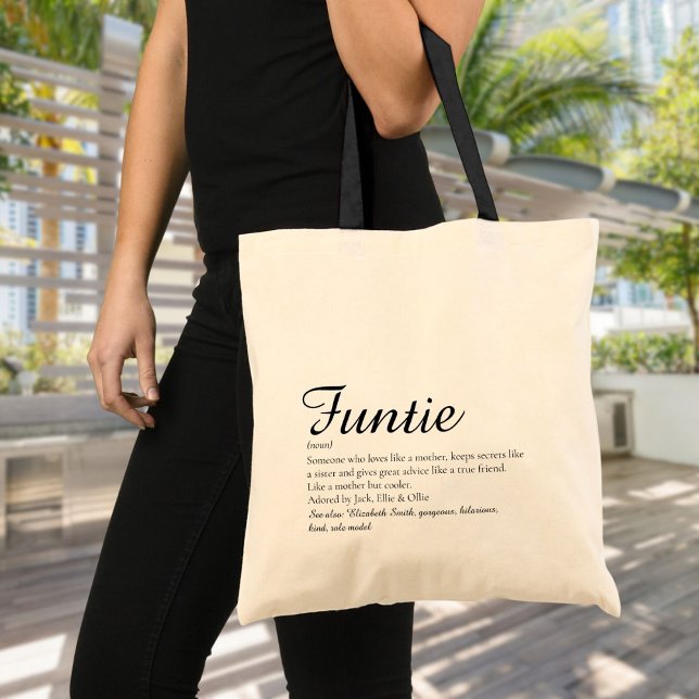 Funny Modern Cool Funtie Tante Tante Definition Tragetasche (Funny Modern Cool Funtie Aunt Auntie Definition Tote Bag)