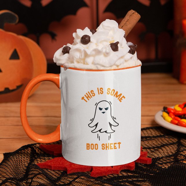 Funny Modern Cute Halloween Boo Sheet Ghost Tasse (Von Creator hochgeladen)