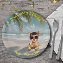 Funny Modern Dog Beach Abschluss Papierplatte