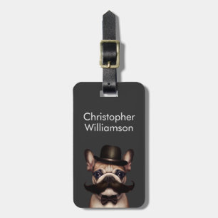 Funny Modern French Bulldog Minimalistisch Grau Gepäckanhänger