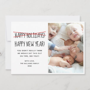 Funny Modern Happy New Year 3 Foto Holiday Card Feiertagskarte