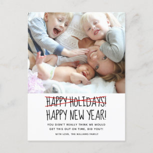 Funny Modern Happy New Year Holiday Postkarte