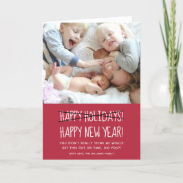 Funny Modern Happy New Year Red Holiday Card Feiertagskarte