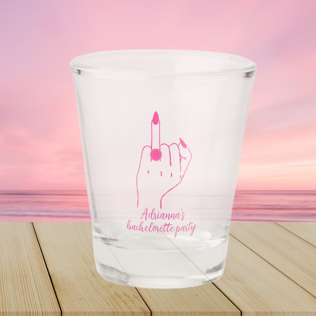 Funny Modern Junggeselinnen-Abschied Bridge Ring F Schnapsglas (Funny Modern Bachelorette Party Bride Ring Finger Shot Glass)