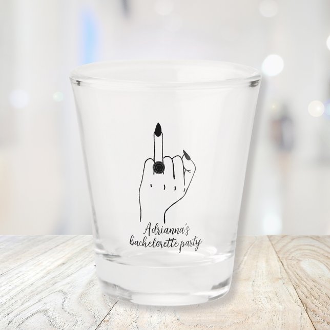 Funny Modern Junggeselinnen-Abschied Bridge Ring F Schnapsglas (Funny Modern Bachelorette Party Bride Ring Finger Shot Glass)