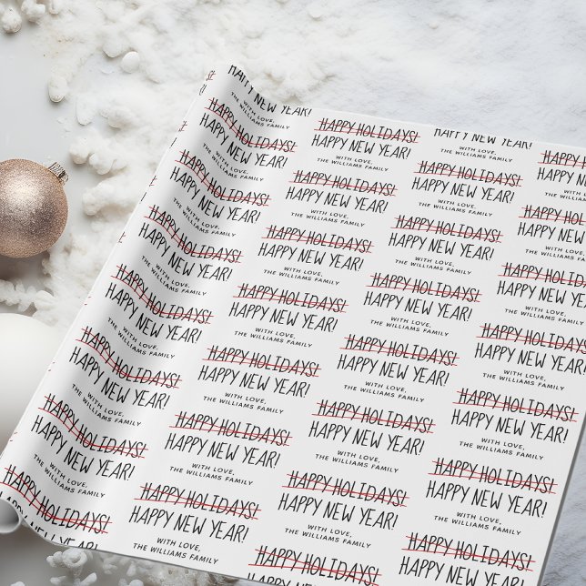 Funny Modern Late Happy Holidays to Happy New Year Geschenkpapier (Von Creator hochgeladen)