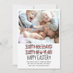 Funny Modern Late Happy New Year Holiday Card Feiertagskarte