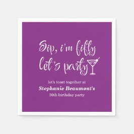 Funny Modern Sip I'm Fifty Woman's 50. Geburtstag Serviette