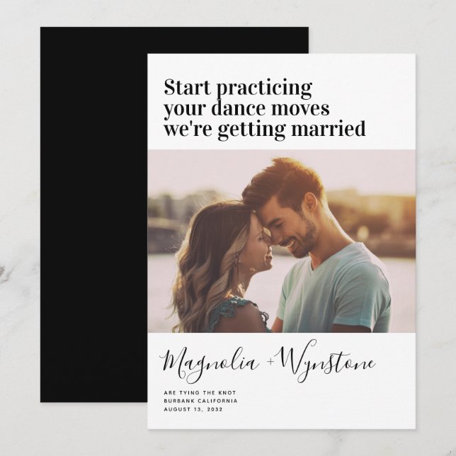 Funny Modern Typografy Foto Wedding Save The Date (Vorne/Hinten)