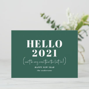 Funny moderne Typografie Hallo neues Jahr Feiertagskarte