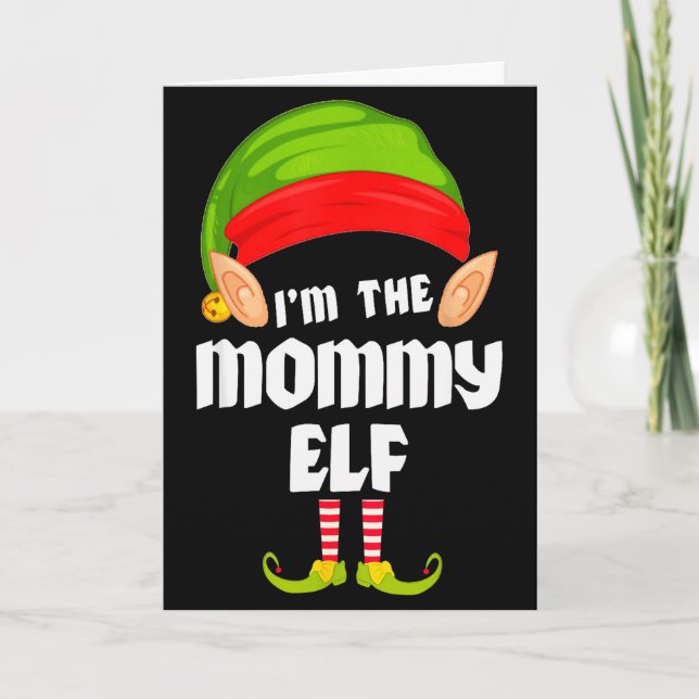 Funny Mommy Elf Matching Family Group Pj Christmas Karte (Vorderseite)