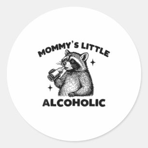 Funny Mommy's kleine alkoholische Niedliche Raccoo Runder Aufkleber