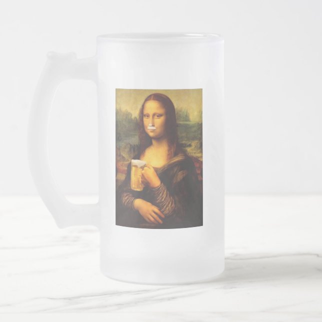 Funny Mona Lisa Beer Lover Einmaliges Geschenk Mattglas Bierglas (Links)