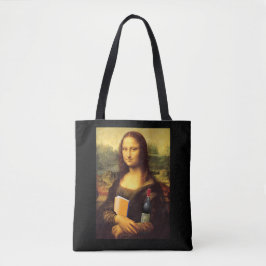 Funny Mona Lisa Buch und Wein
