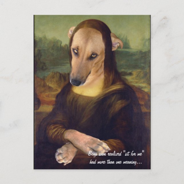 Funny Mona Lisa Dog Meme Picture Postkarte (Vorderseite)
