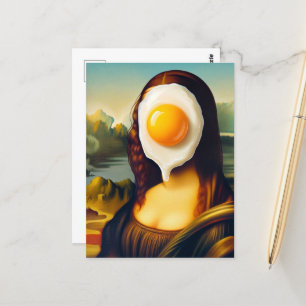 Funny Mona Lisa Egg im Gesicht Postkarte