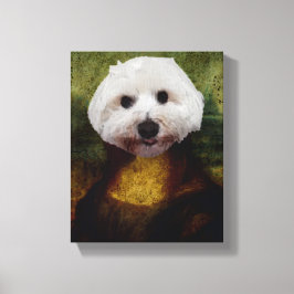Funny Mona Lisa Maltese Dog Stretched Canvas Print Leinwanddruck