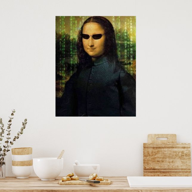 Funny Mona Lisa matrix Leonardo da Vinci Poster (Küche)