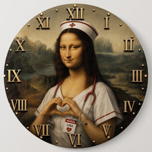 Funny Mona Lisa Nurse RN & Nursing Office Decor  Button (Vorderseite)