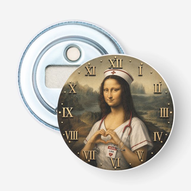 Funny Mona Lisa Nurse RN & Nursing Office Decor  Flaschenöffner (Vorderseite)
