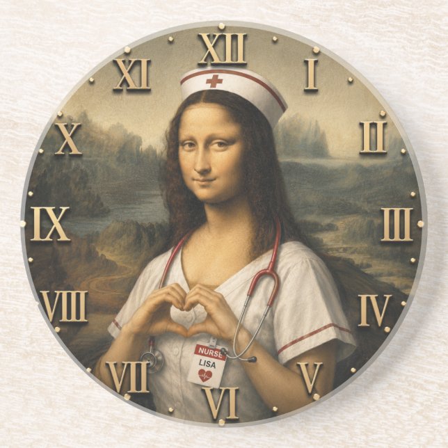 Funny Mona Lisa Nurse RN & Nursing Office Decor  Getränkeuntersetzer (Vorne)