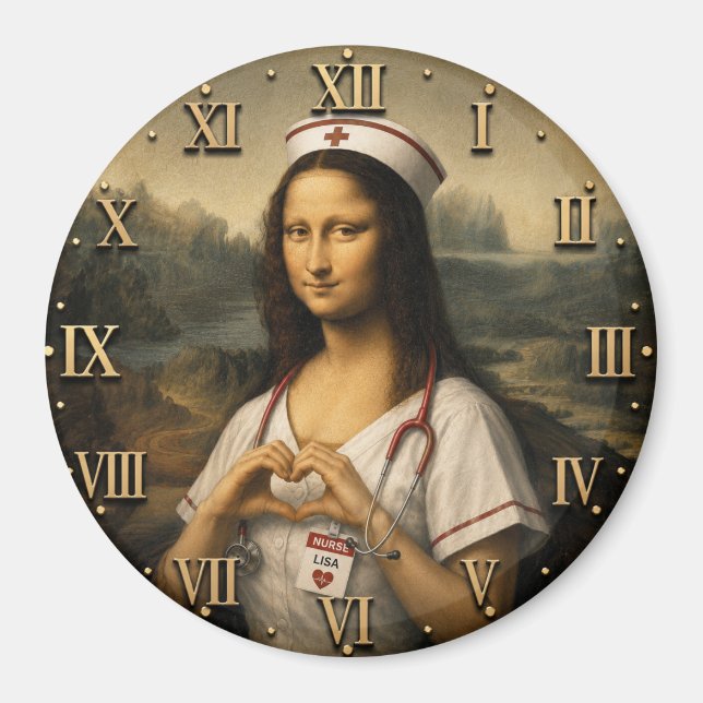 Funny Mona Lisa Nurse RN & Nursing Office Decor  Magnet (Vorne)
