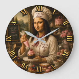 Funny Mona Lisa Pastry Chef Bakery Kitchen Decor Große Wanduhr
