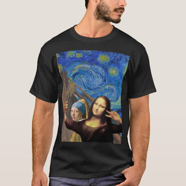 Funny Mona Lisa Selfie T - Shirt (Vorderseite)