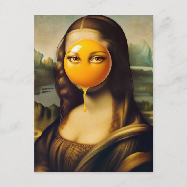 Funny Mona mit Ei auf dem Gesicht ihre Augen Postkarte (Vorderseite)