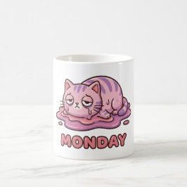 Funny Monday Meltdown Pink Cat Coffee Mug Kaffeetasse