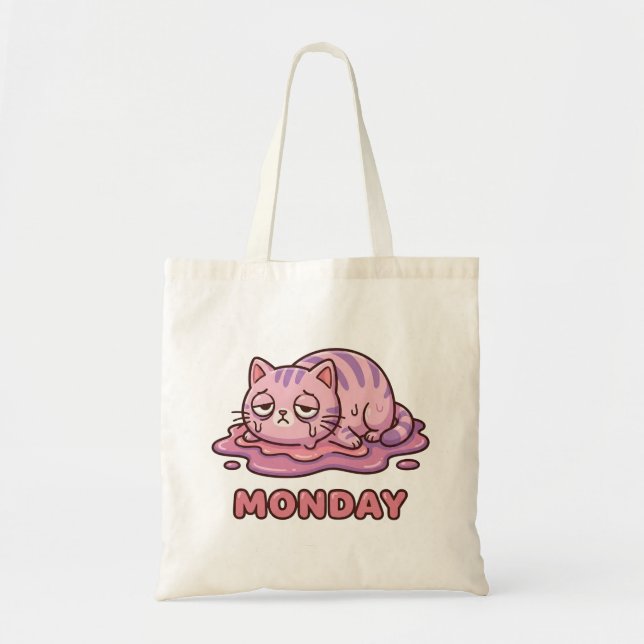 Funny Monday Meltdown Pink Cat Tote Bag Tragetasche (Vorne)