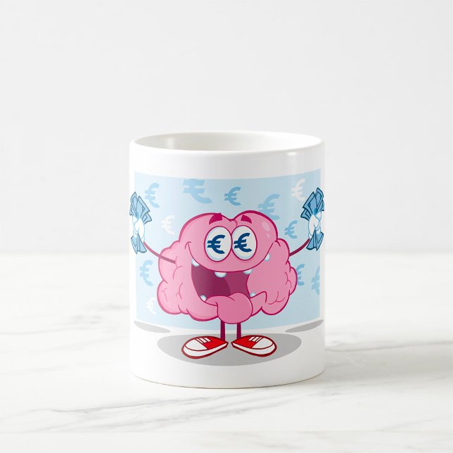 Funny Money Brain Cartoon Euro Cash Lover Kaffeetasse (Von Creator hochgeladen)