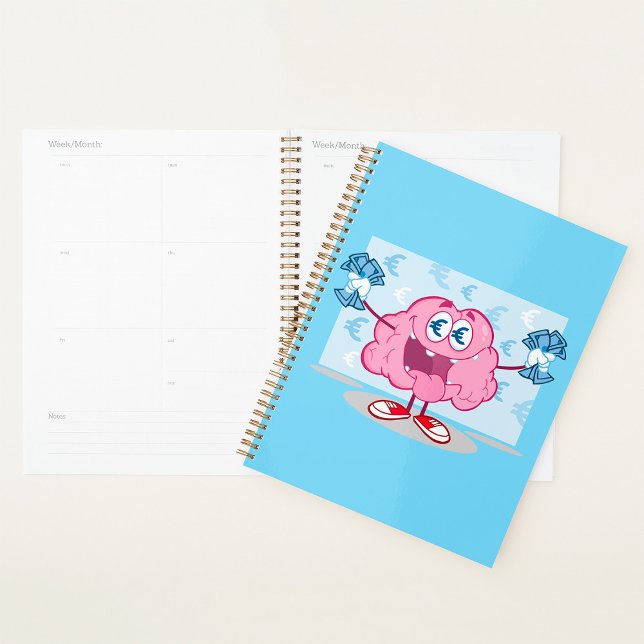 Funny Money Brain Cartoon Euro Cash Lover Planer (Von Creator hochgeladen)