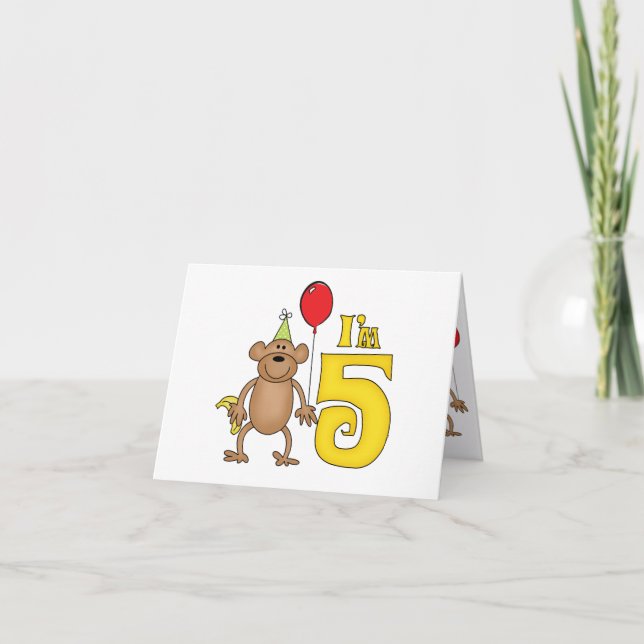 Funny Monkey 5. Geburtstag Einladung (Vorderseite)