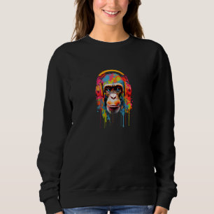 Funny Monkey 60er 70er Groovy Gorilla, Hippie Ape, Sweatshirt