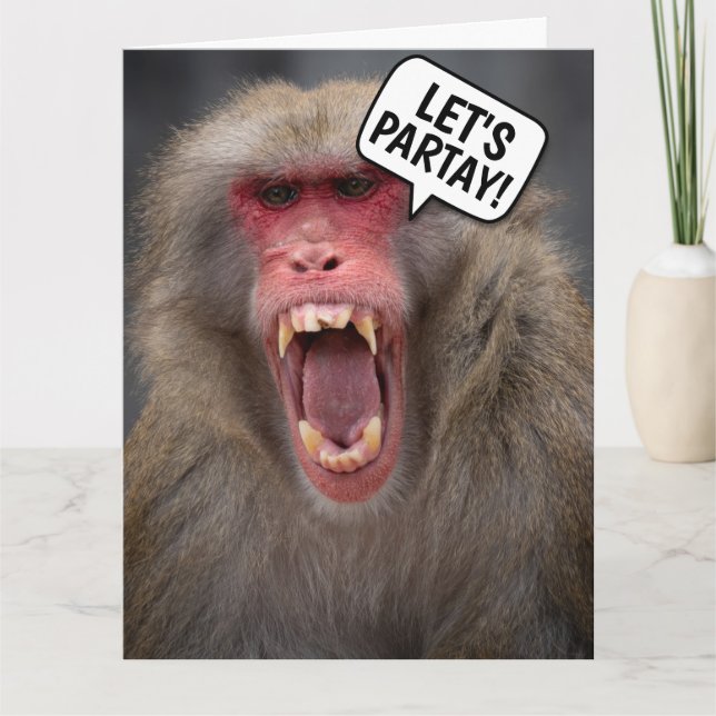 FUNNY MONKEY BIRTHDAY GREETING CARD KARTE (Vorderseite)