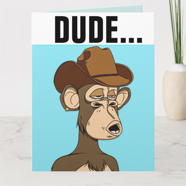 FUNNY MONKEY BIRTHDAY ÜBERSIERTE KARTE (Vorderseite)