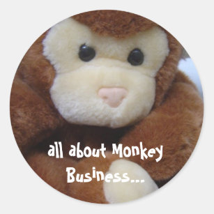 Funny Monkey Business Runder Aufkleber