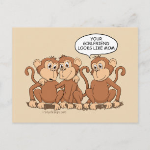 Funny Monkey Cartoon Design Feiertagspostkarte