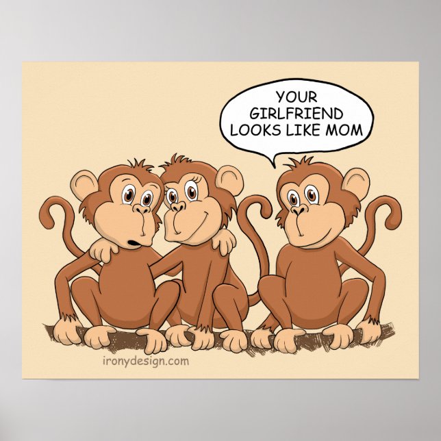 Funny Monkey Cartoon Design Poster (Vorne)