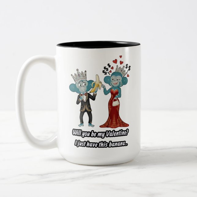 Funny monkey couple valentine's day T-Shirt Zweifarbige Tasse (Links)