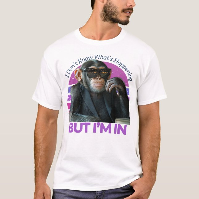 Funny Monkey Meme | Retro Minimalistisch T-Shirt (Vorderseite)