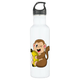 Funny Monkey mit Banana Edelstahlflasche