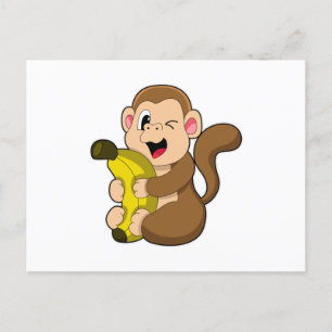 Funny Monkey mit Banana Postkarte